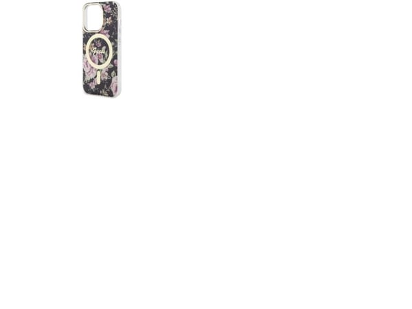 Guess GUHMP14LHCFWSK hardcase Flower MagSafe til iPhone 14 Pro 6,1" - svart/svart