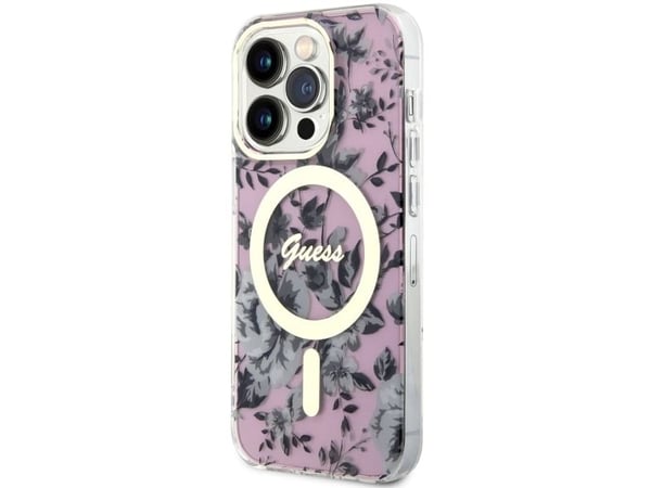 Guess GUHMP14LHCFWSP iPhone 14 Pro 6,1" rosa/rosa hardcase Flower MagSafe