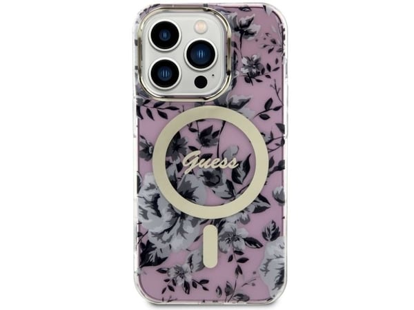 Guess GUHMP14LHCFWSP iPhone 14 Pro 6,1" rosa/rosa hardcase Flower MagSafe