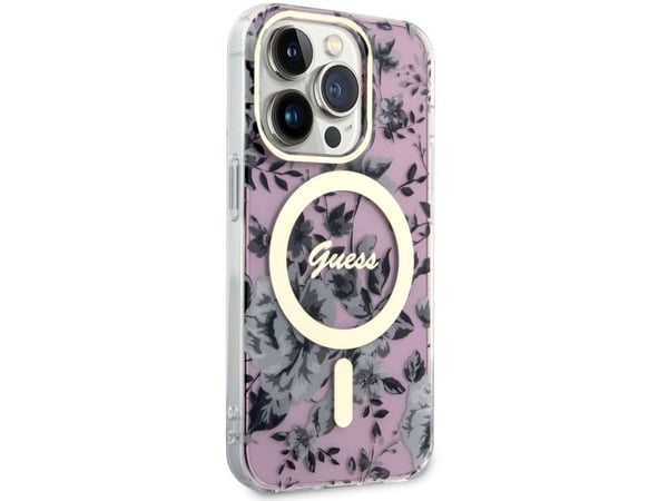 Guess GUHMP14LHCFWSP iPhone 14 Pro 6,1" rosa/rosa hardcase Flower MagSafe