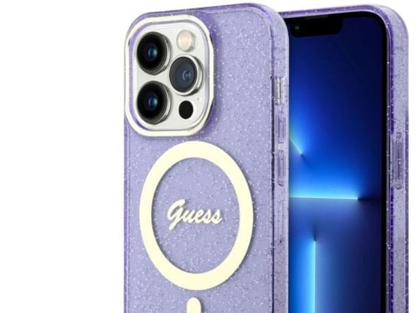 Guess GUHMP14LHCMCGU iPhone 14 Pro 6.1" purple/purple hardcase Glitter Gold MagSafe