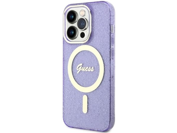 Guess GUHMP14LHCMCGU iPhone 14 Pro 6.1" purple/purple hardcase Glitter Gold MagSafe