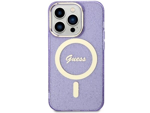 Guess GUHMP14LHCMCGU iPhone 14 Pro 6.1" purple/purple hardcase Glitter Gold MagSafe
