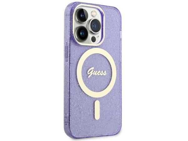 Guess GUHMP14LHCMCGU iPhone 14 Pro 6.1" purple/purple hardcase Glitter Gold MagSafe