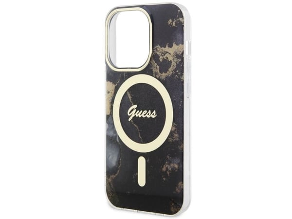 Guess GUHMP14LHTMRSK iPhone 14 Pro 6,1" hardcase med MagSafe - svart/svart Golden Marble