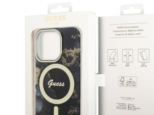 Guess GUHMP14LHTMRSK iPhone 14 Pro 6,1" hardcase med MagSafe - svart/svart Golden Marble