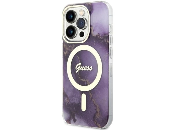 Guess GUHMP14LHTMRSU iPhone 14 Pro 6.1" purple/purple hardcase Golden Marble MagSafe