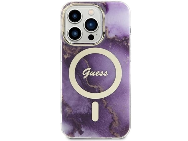 Guess GUHMP14LHTMRSU iPhone 14 Pro 6.1" purple/purple hardcase Golden Marble MagSafe