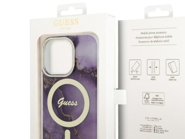 Guess GUHMP14LHTMRSU MagSafe hårdskal till iPhone 14 Pro 6,1" - lila/lila, Golden Marble