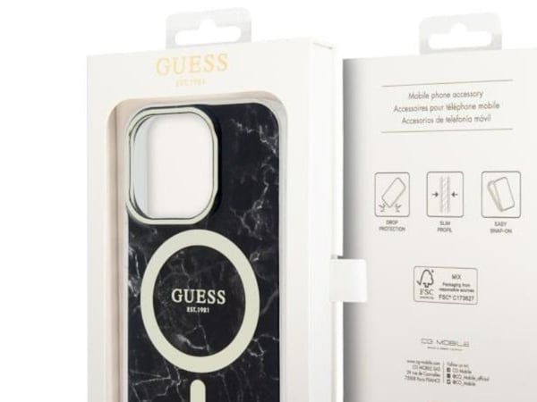 Guess GUHMP14LPCUMAK iPhone 14 Pro 6,1" hardcase marmor MagSafe - Sortera/Sortera