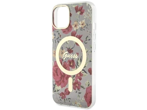 Guess GUHMP14MHCFWSA iPhone 14 Plus 6,7" hardcase Flower MagSafe - grön/kaki