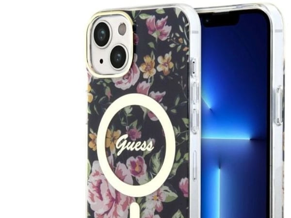 Guess GUHMP14MHCFWSK iPhone 14 Plus 6.7" black/black hardcase Flower MagSafe