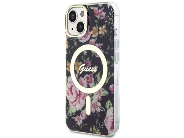 Guess GUHMP14MHCFWSK iPhone 14 Plus 6.7" black/black hardcase Flower MagSafe