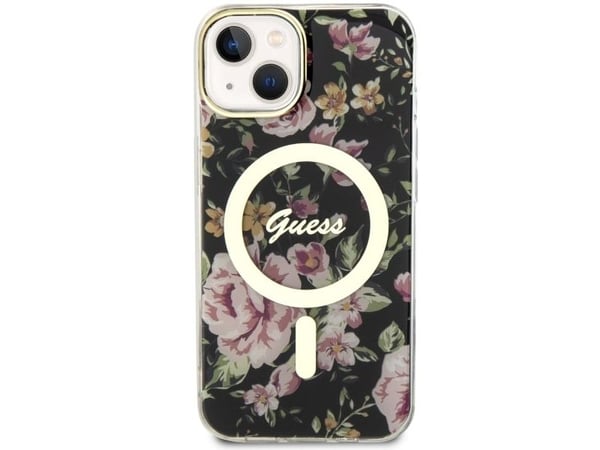 Guess GUHMP14MHCFWSK iPhone 14 Plus 6.7" black/black hardcase Flower MagSafe