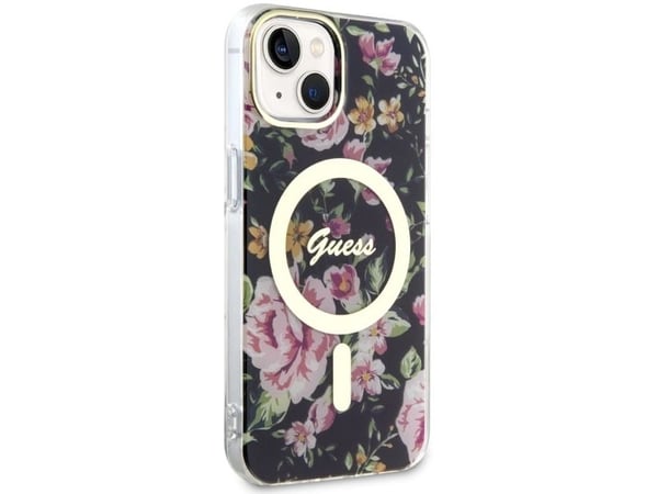 Guess GUHMP14MHCFWSK iPhone 14 Plus 6.7" black/black hardcase Flower MagSafe