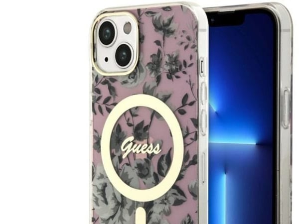 Guess GUHMP14MHCFWSP iPhone 14 Plus 6.7" vaaleanpunainen/vaaleanpunainen kotelo Kukka MagSafe Kukka MagSafe