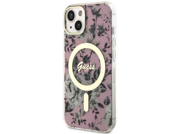 Guess GUHMP14MHCFWSP iPhone 14 Plus 6.7" vaaleanpunainen/vaaleanpunainen kotelo Kukka MagSafe Kukka MagSafe
