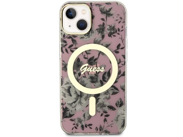 Guess GUHMP14MHCFWSP iPhone 14 Plus 6.7" vaaleanpunainen/vaaleanpunainen kotelo Kukka MagSafe Kukka MagSafe