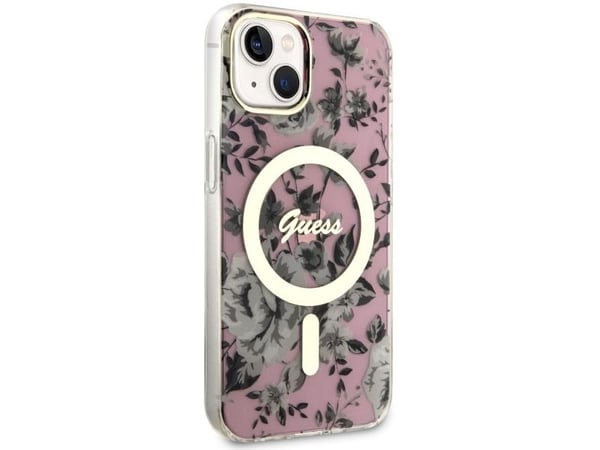 Guess GUHMP14MHCFWSP iPhone 14 Plus 6.7" vaaleanpunainen/vaaleanpunainen kotelo Kukka MagSafe Kukka MagSafe