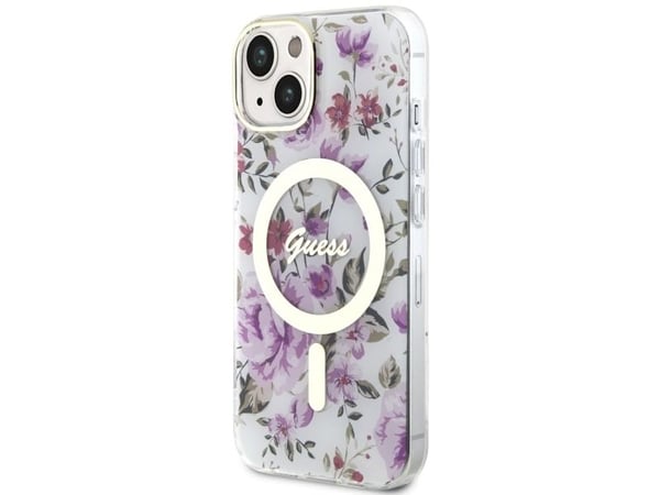 Guess GUHMP14MHCFWST iPhone 14 Plus 6.7" transparent hårdskal Flower MagSafe