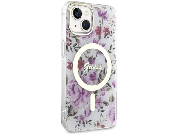 Guess GUHMP14MHCFWST iPhone 14 Plus 6.7" transparent hårdskal Flower MagSafe