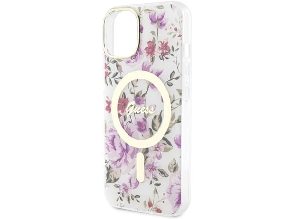 Guess GUHMP14MHCFWST iPhone 14 Plus 6.7" transparent hårdskal Flower MagSafe