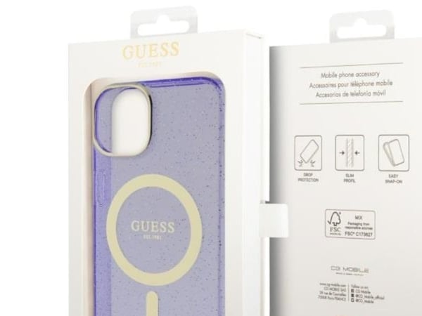 Guess GUHMP14MHCMCGU iPhone 14 Plus 6.7" lilla/lilla hardcase Glitter Gold MagSafe