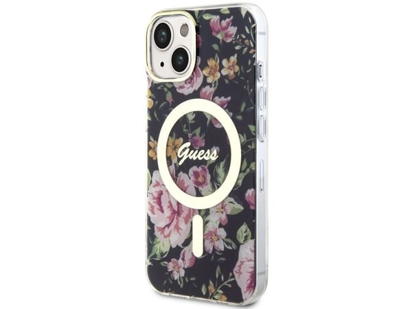 Guess Flower MagSafe-deksel til iPhone 14 - Svart