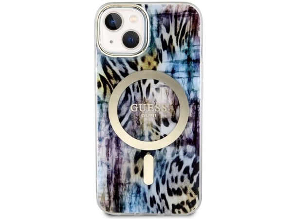 Guess GUHMP14SHLEOPWB iPhone 14 6.1" blue/blue hardcase Leopard MagSafe