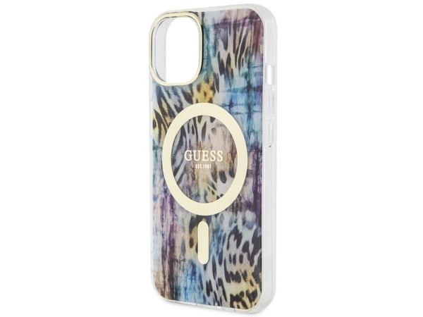 Guess leopard MagSafe-deksel til iPhone 14 - blå