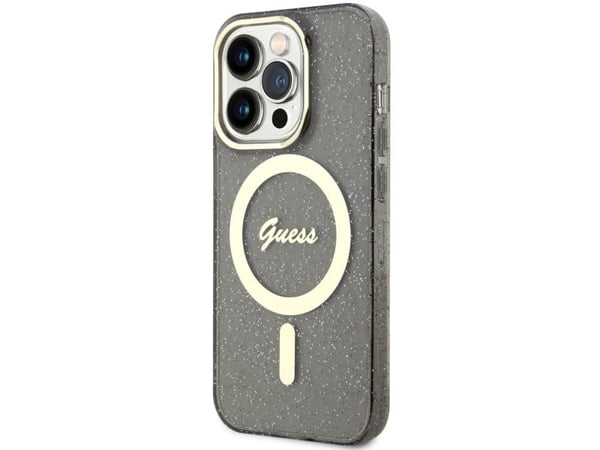 Guess GUHMP14XHCMCGK iPhone 14 Pro Max 6,7" hardcase sort/sort Glitter Gold MagSafe