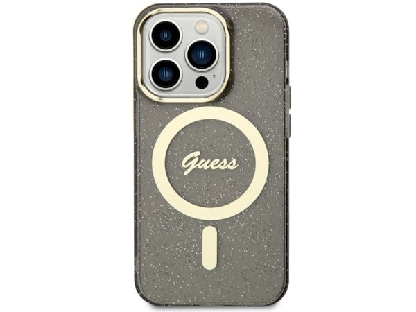 Guess GUHMP14XHCMCGK iPhone 14 Pro Max 6,7" hardcase sort/sort Glitter Gold MagSafe