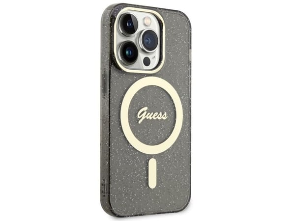 Guess GUHMP14XHCMCGK iPhone 14 Pro Max 6,7" hardcase sort/sort Glitter Gold MagSafe