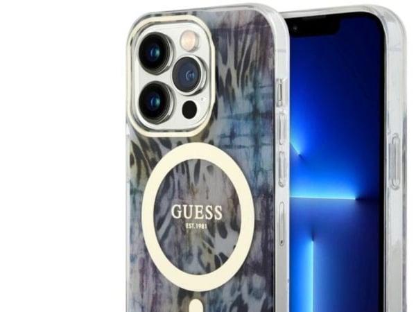Guess GUHMP14XHLEOPWB hardcase Leopard MagSafe til iPhone 14 Pro Max 6,7" (blå/blå)