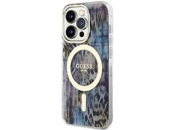 Guess GUHMP14XHLEOPWB hardcase Leopard MagSafe til iPhone 14 Pro Max 6,7" (blå/blå)