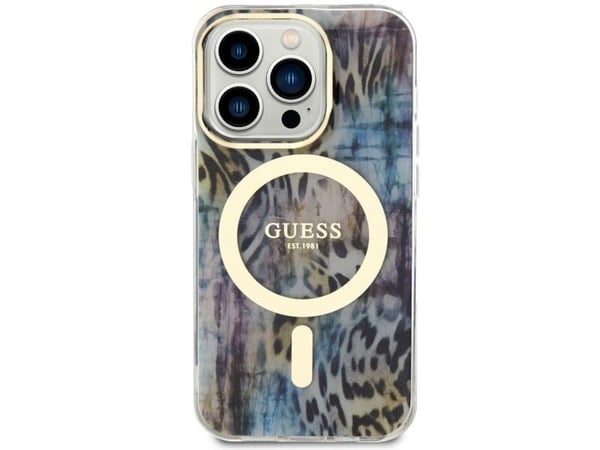 Guess GUHMP14XHLEOPWB hardcase Leopard MagSafe til iPhone 14 Pro Max 6,7" (blå/blå)