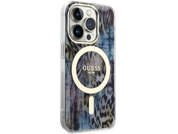 Guess GUHMP14XHLEOPWB Hardtui Leopard MagSafe for iPhone 14 Pro Max 6,7" (Blå/Blå)