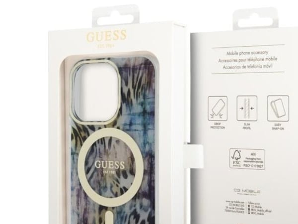 Guess GUHMP14XHLEOPWB Hardtui Leopard MagSafe for iPhone 14 Pro Max 6,7" (Blå/Blå)