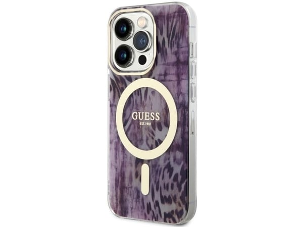 Hurtel Guess GUHMP14XHLEOPWP iPhone 14 Pro Max 6,7" hardt deksel leopard MagSafe - rosa/rosa