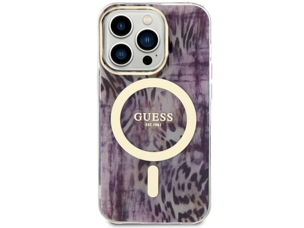 Hurtel Guess GUHMP14XHLEOPWP iPhone 14 Pro Max 6,7" hardt deksel leopard MagSafe - rosa/rosa