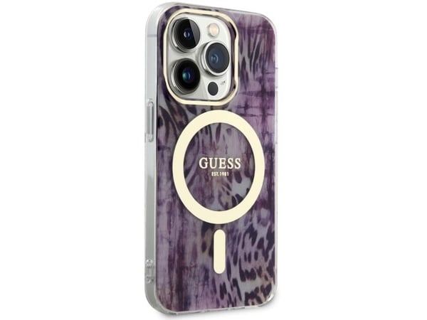 Hurtel Guess GUHMP14XHLEOPWP iPhone 14 Pro Max 6,7" hardt deksel leopard MagSafe - rosa/rosa