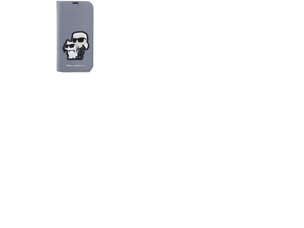 Karl Lagerfeld KLBKP14LSANKCPG iPhone 14 Pro 6,1" bokomslag sølv/sølv Saffiano Karl & Choupette