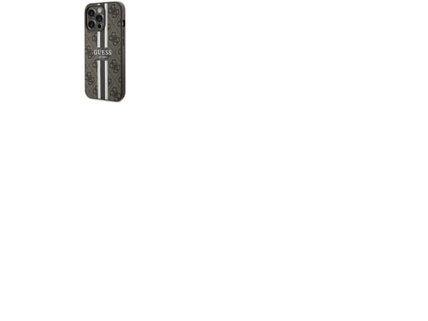 Guess GUHMP13LP4RPSW hardcase 4G med trykte striper og MagSafe til iPhone 13 Pro / 13 6.1" - brun/brun