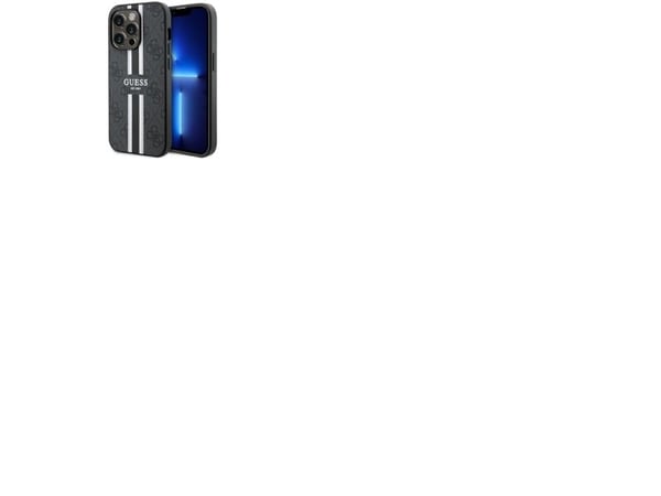 Guess GUHMP14LP4RPSK iPhone 14 Pro 6,1" hardcase 4G - sort/sort med trykte striper MagSafe