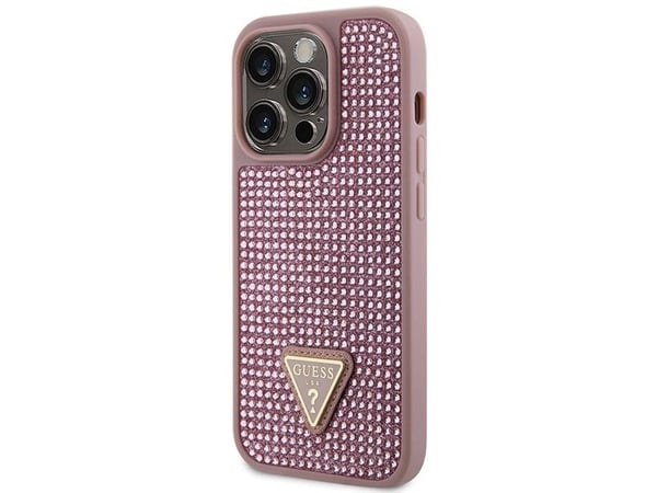 Guess GUHCP14LHDGTPP iPhone 14 Pro 6,1" rosa/rosa hardt etui med rhinstein trekant