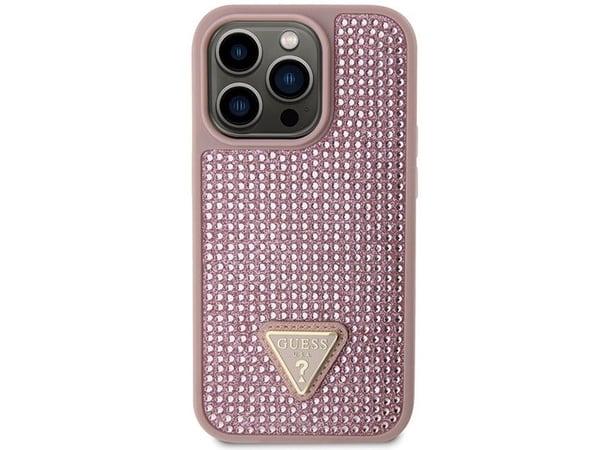 Guess GUHCP14LHDGTPP iPhone 14 Pro 6,1" rosa/rosa hardt etui med rhinstein trekant