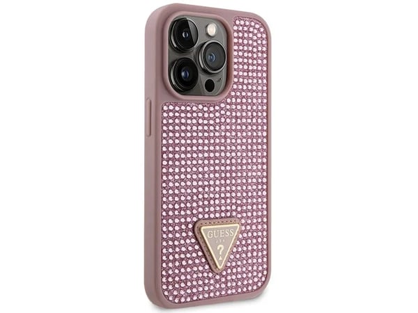 Guess GUHCP14LHDGTPP iPhone 14 Pro 6,1" rosa/rosa hardt etui med rhinstein trekant