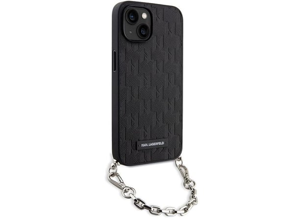 Karl Lagerfeld KLHCP14SSACKLHPK iPhone 14 6,1" hardcase Saffiano monogramkedja – svart/svart