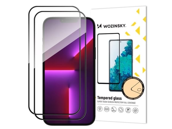 Wozinsky 2 stk herdet glass skjermbeskyttelse med ramme Case Friendly til iPhone 15 Plus - svart