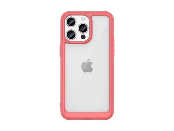 Forsterket etui med fleksibel ramme for iPhone 15 Pro Max Outer Space - rød